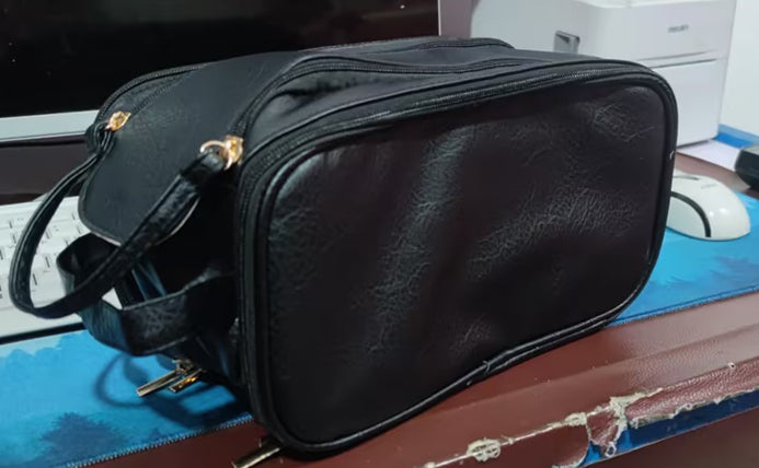 Three-layer Double Zipper Cosmetic Bag